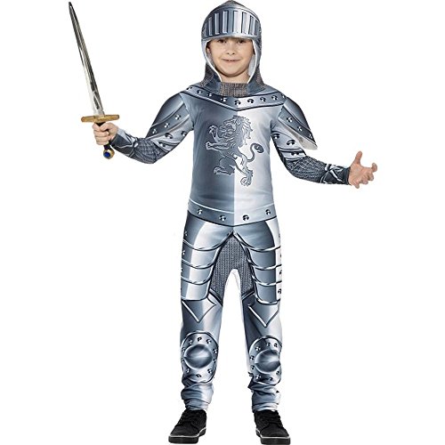 Smiffys Kinder Deluxe Ritter Kostüm, Jumpsuit und Kapuze, Größe: M, 43168