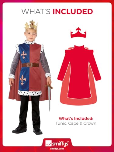 Smiffys Kinder King Arthur Kostüm, Mittelalterliche Tunika mit angebrachtem Umhang und Krone, Größe: S, 44079 - 3