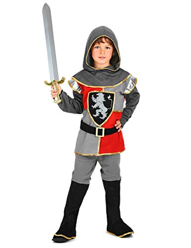 Kleiner Ritter Kinderkostüm Mittelalter silber rot schwarz 122-134
