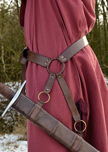 Mittelalter Schwertgürtel aus braunem Leder – Mittelalter Schwerthalter mit Gürtel von Battle-Merchant - 2