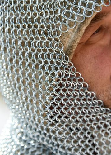 Kettenhaube, V-Auschnitt, ID9mm, verzinkt Mittelalter LARP Wikinger Fasching Kettenhemd Kettenringe chainmail coif - 7