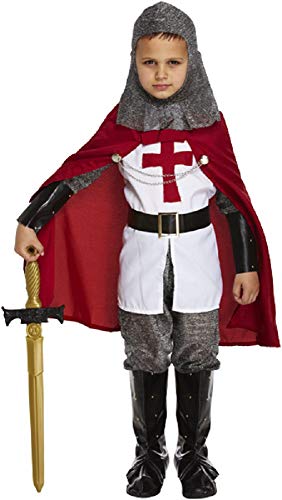 7 teilig für Jungen, St Georges Day Ritter Mittelalter Dragon Slayer Book-Tage-Woche Kostüm Outfit bis 12 Jahre