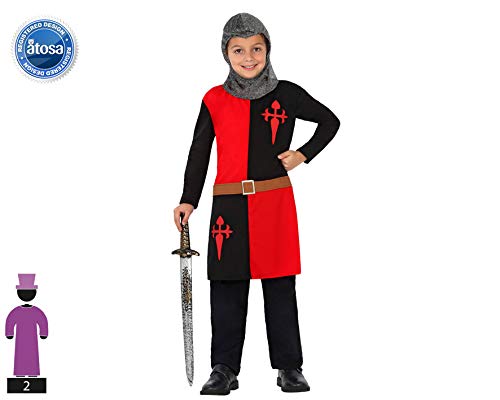 Atosa 23456 – Ritter Junge Kostüm, Größe 104, schwarz/rot - 2