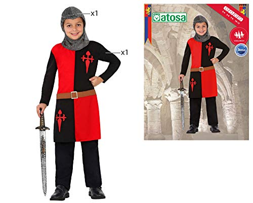 Atosa 23456 – Ritter Junge Kostüm, Größe 104, schwarz/rot - 2