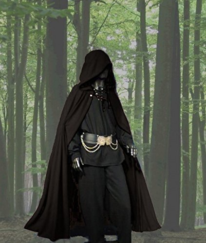 Dark Dreams Gothic Mittelalter LARP Langer Kapuzenumhang Cape Unisex Sinistra, Farbe:schwarz, Größe:freesize - 3