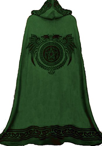 Dark Dreams Mittelalter Gothic Ritual Umhang Celtic Spirit, Größe:freesize;Farbe:schwarz/grün