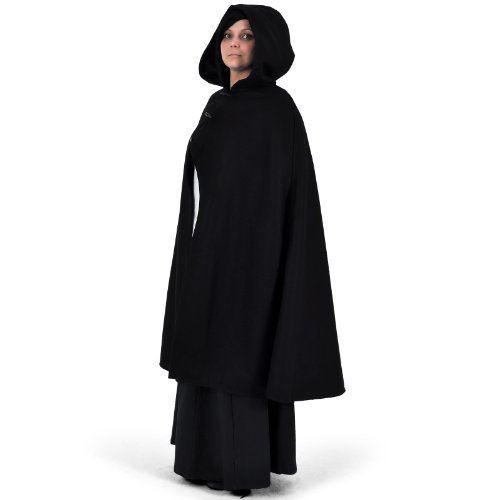 Mittelalter Umhang Damen Kapuze Knebelverschluss warm u wasserabweisend schwarz - 3