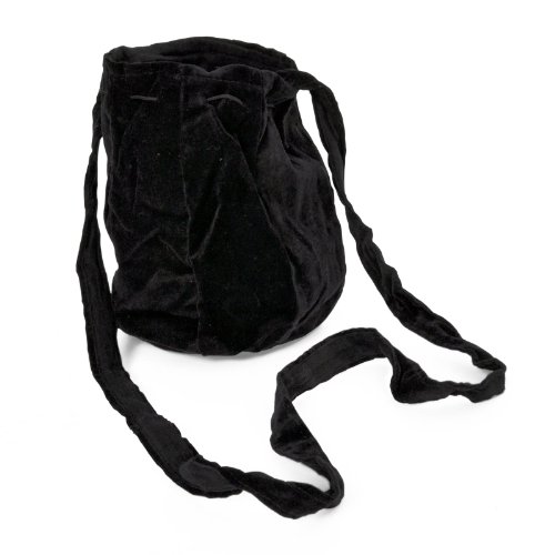 Mittelaltertasche schwarz Mittelalter Stoff Umhängetasche m Kordezug Verschluss - 2