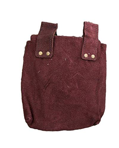 Wildleder Gothic Gürteltasche samtig braun 2 Schlaufen Knopf Verschluß 20 x 16,5 cm zeitloses Design - 2
