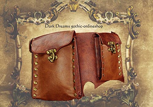 Dark Dreams Steampunk Larp Mittelalter Gürtel – Tasche Waistbag ‚Steam‘ braun, Größe:S - 3