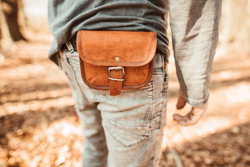 Gusti Leder nature „Ronan“ Gürteltasche Bauchtasche Handtasche Ledertasche Vintage Partytasche Abendtasche Festivaltasche Schnalle Neu Unisex Braun G4 - 2