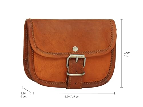 Gusti Leder nature „Ronan“ Gürteltasche Bauchtasche Handtasche Ledertasche Vintage Partytasche Abendtasche Festivaltasche Schnalle Neu Unisex Braun G4 - 6
