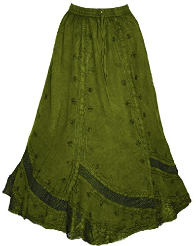 Dark Dreams Gothic Mittelalter Ethno Wicca Pagan Rock Skirt Hydra oliv grün 34 36 38 40, Farbe:weinrot