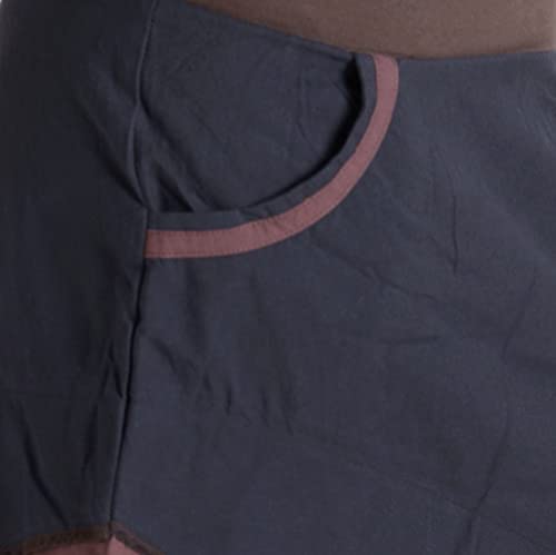 Vishes – Alternative Bekleidung – Asymmetrischer Patchwork Zipfelrock aus Baumwolle mit „Hosentaschen“ braun 36 - 3