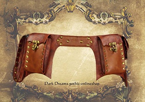 Dark Dreams Steampunk Larp Mittelalter Gürtel – Tasche Waistbag ‚Steam‘ braun, Größe:L - 4