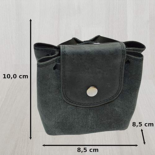 Lederbeutel Kleingeldtasche Mittelalterliche Geldbeutel aus Wildleder (schwarz) - 3