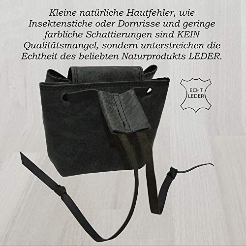 Lederbeutel Kleingeldtasche Mittelalterliche Geldbeutel aus Wildleder (schwarz) - 4