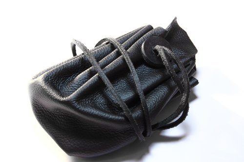 Mittelalterlicher Lederbeutel aus hochwertigem Rinds-Nappaleder Farbe: schwarz - 3