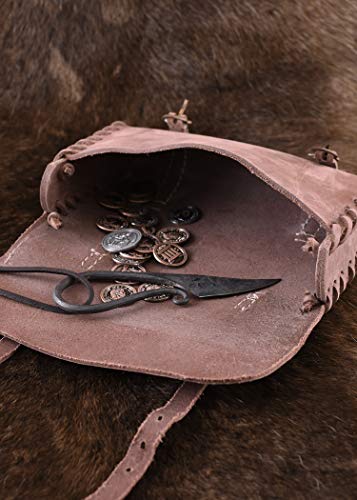 Ledertasche mit zwei Schnallen von ULFBERTH, mittelbraun – Mittelalter – Wikinger – LARP - 4