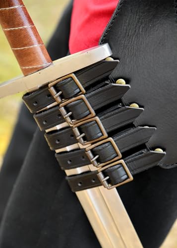Gürtel mit Schwerthalterung, Bandelier, schwarzes Leder – Schwertgürtelhalter – Schwerthalter – Mittelalter - 5