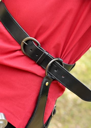 Gürtel mit Schwerthalterung, Bandelier, schwarzes Leder – Schwertgürtelhalter – Schwerthalter – Mittelalter - 8