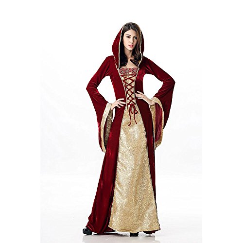 Mittelalterliches Burgfräulein Kostüm Rot/Gold in Deluxe-Ausführung Gr. XS/S Kleid