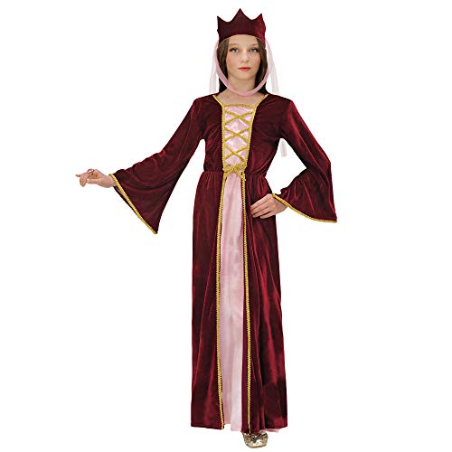 Widmann 12578 - Kinderkostüm Burgfräulein, mittelalterliche Königin, Kleid mit Kopfbedeckung in Größe 158 cm