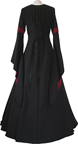 Mittelalter Gewand Kleid Johanna (M, Schwarz-Bordeaux) - 3