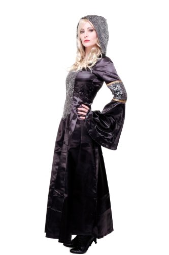 Kostüm Damen Damenkostüm aufwändiges Kleid mit Haube Mittelalter Romantik Elfe Gotik Gothic Burgfräulein L068 Gr. 46 / L - 2