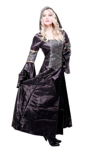 Kostüm Damen Damenkostüm aufwändiges Kleid mit Haube Mittelalter Romantik Elfe Gotik Gothic Burgfräulein L068 Gr. 46 / L - 6