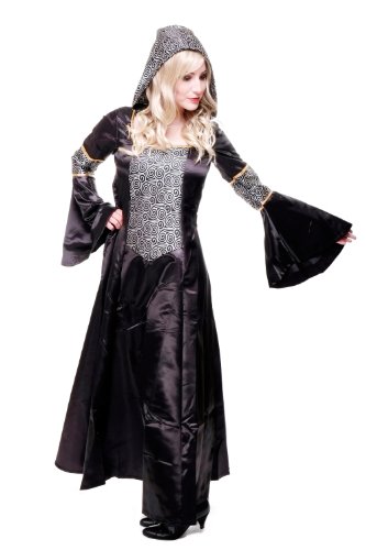 Kostüm Damen Damenkostüm aufwändiges Kleid mit Haube Mittelalter Romantik Elfe Gotik Gothic Burgfräulein L068 Gr. 46 / L - 7