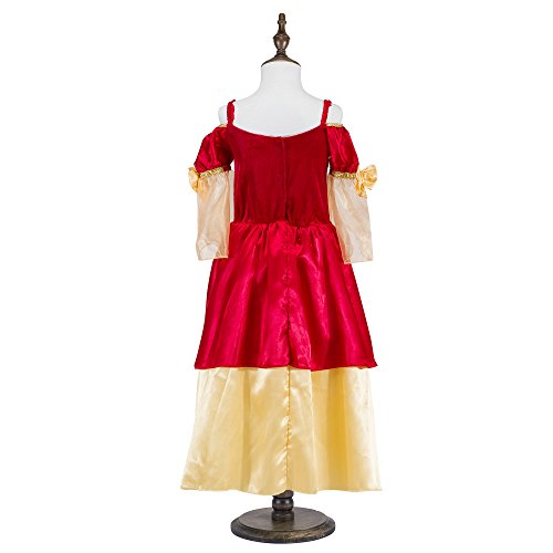 Katara 1763-128/134 – Kinder Mädchen-Kostüm Burgfräulein Kleid – Mittelalter Verkleidung Prinzessin Königin Geschenk zu Karneval, Fasching, Ritterfest – 128/134, Rot-Gold - 4