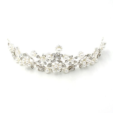 Göttin Kristall Pearl Crown Hochzeit Ball Braut Tiara Blume Kopfbedeckung Princess Haar Zubehör - 